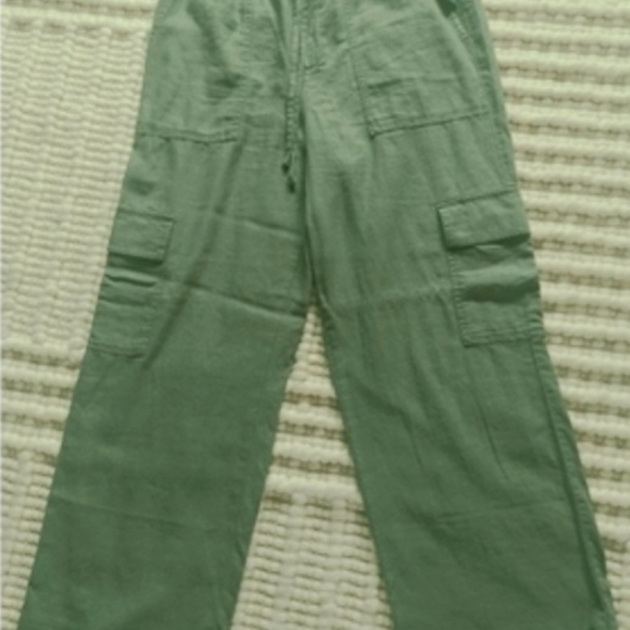 GAP Linen Blend Ankle Length Drawstring Cargo Pants ~ Size Small - Picture 7 of 7
